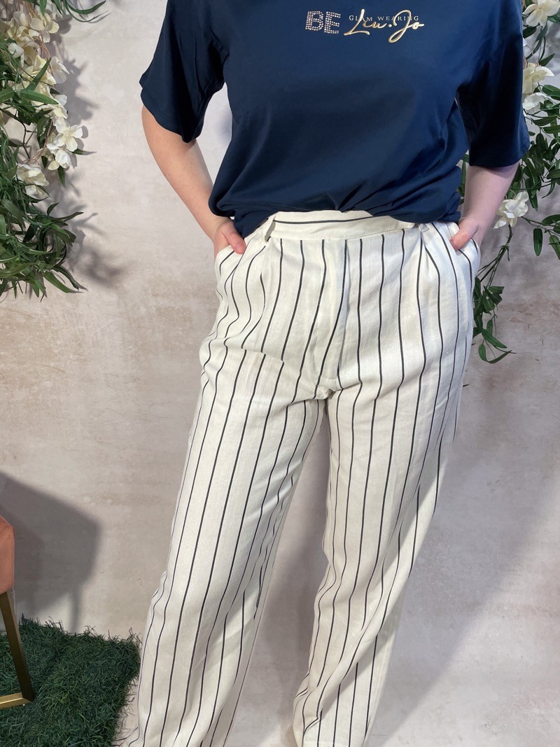 Pantalon droit à rayures et poches verticales Dixie